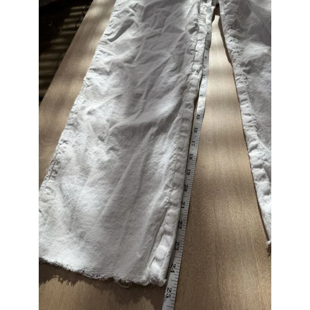 Frank & Eileen Kinsale Linen Blend White Italian Cropped Pants Size 10